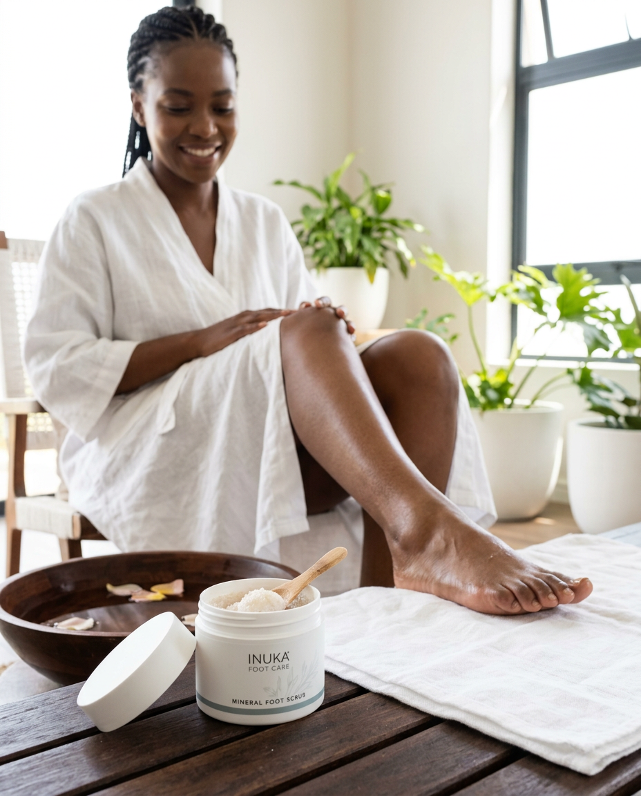 Mineral Foot Scrub INUKA em utilização